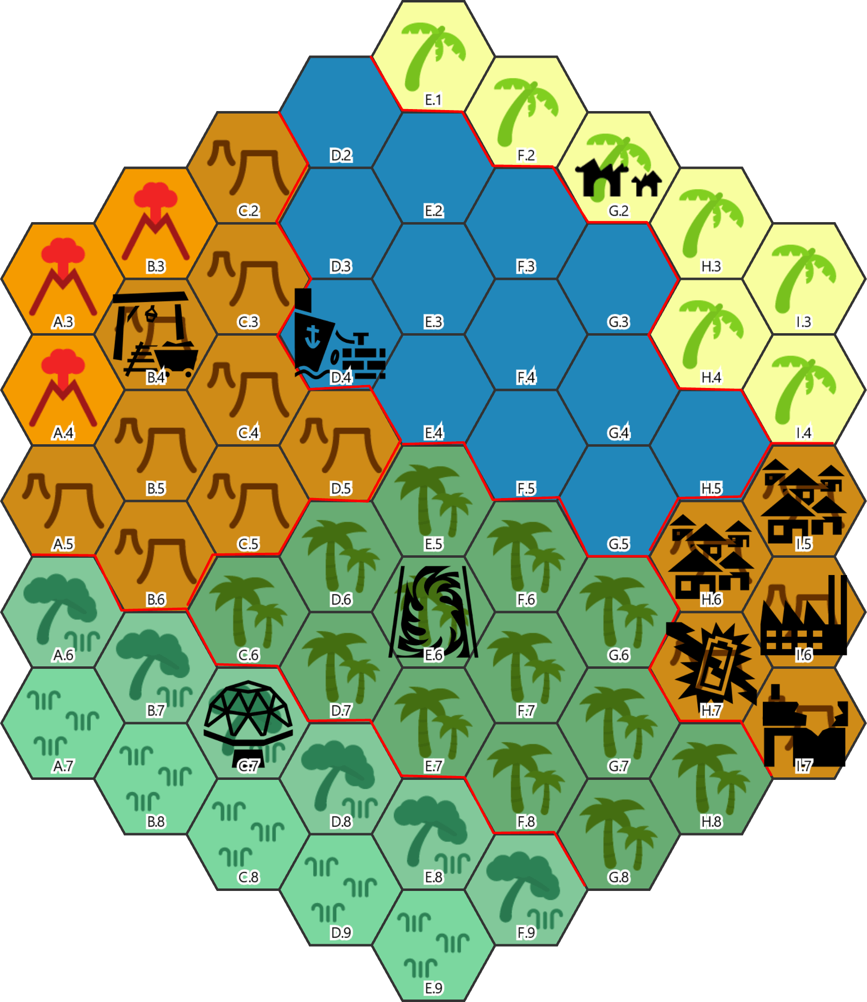 Gygax75 Semana 2 - Mapa de una región inicial - Mundo Dieselpunk con invasión extraterrestre